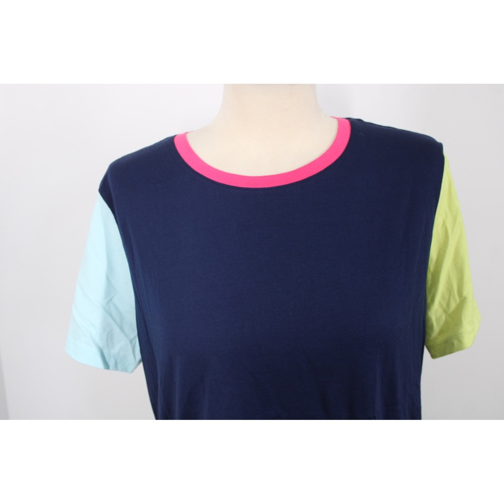 NWOT Lands' End M Colorblock T-Shirt Short Sleeve Casual Top - Picture 2 of 9